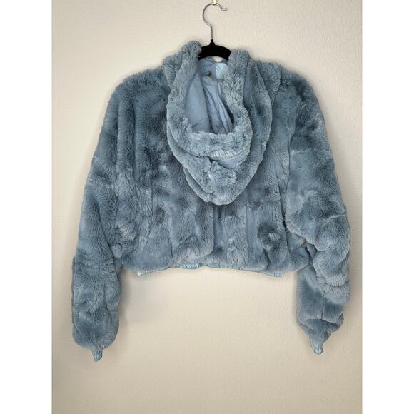 FREE PEOPLE MOVEMENT Love It Soft Faux Fur Zip Up Hoodie Jacket Blue Size XS - Picture 6 of 10